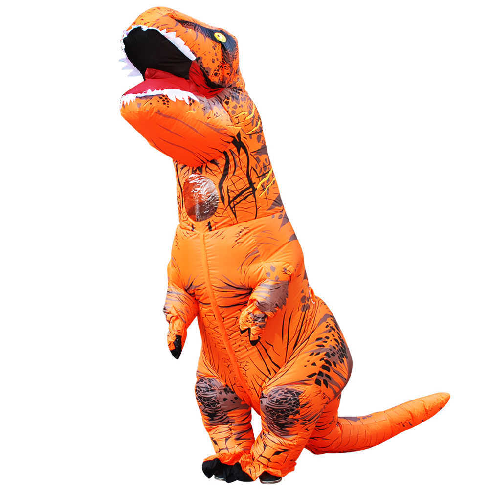 Mascota de alta calidad inflable T REX disfraz Anime Cosplay dinosaurio disfraces de Halloween para mujeres adultos niños Dino disfraz de dibujos animados Y0903