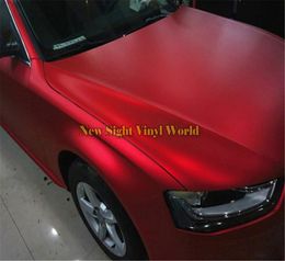 Hoge kwaliteit mat satijn chroom rood vinyl autostickers wrap film folie bubble voor voertuig wrappen 152 x 18mRoll7394818