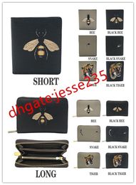 Haute qualité hommes animal Court Portefeuille En Cuir noir serpent Tiger bee Portefeuilles Femmes Long Style Porte-cartes Porte-monnaie Porte-monnaie avec boîte-cadeau