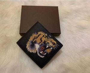 Livraison gratuite Haute qualité hommes animal Court Portefeuille En Cuir noir serpent Tigre abeille Portefeuilles Femmes Long Style Bourse Porte-cartes Porte-cartes -iuy