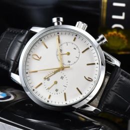 hoge kwaliteit heren automatische quartzhorloges europees topmerk chronograaf klok mode lederen band montre de luxe een heren