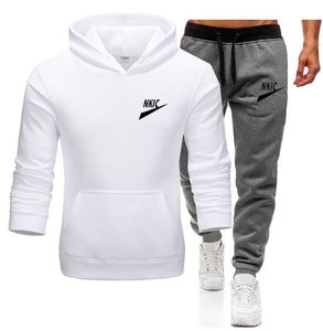 Hoge kwaliteit mannen causale letter afdrukken trainingspak sets merk jas + broek 2pc Sportwear Hoodies Sweatshirt Pant Suit Plus Size S-XXXL