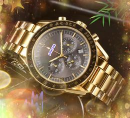 Montre chronographe pour hommes de haute qualité, mouvement à Quartz, bracelet en acier inoxydable fin et solide, horloge saphir de luxe, étanche, entièrement fonctionnelle, cadeaux