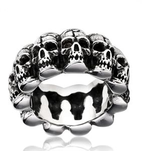 Mannen van hoge kwaliteit overdreven retro punk schedelring roestvrijstalen ring titanium stalen sieraden Halloween -ring 1448537