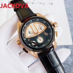 Haute qualité hommes montre fonctionnelle complète 45mm mouvement à quartz mâle horloge montre-bracelet boucle de ceinture en cuir saphir montres-bracelets super lumineux montre de luxe