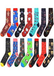 Hommes de haute qualité chaussettes heureuses nouveauté 14Colors dessins animés de guitare clown chaussettes de guitare peigned coton calcitines largos hombre 2pcs1pairs7404064