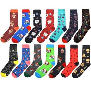 Hommes de haute qualité chaussettes heureuses nouveauté 14Colors dessins animés de guitare clown chaussettes de guitare peigned coton calcitines largos hombre 2pcs1pairs4882974