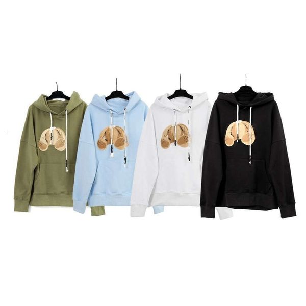 Hombres de alta calidad con capucha sudaderas con capucha de diseño para hombre para mujer moda de otoño oso roto estampado animal suéter con capucha casual sudadera suelta