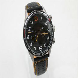Hoge kwaliteit heren mp4 12c automatisch mechanisch horloge zwarte driekleurige roestvrijstalen wijzerplaat lederen band 45mm220P