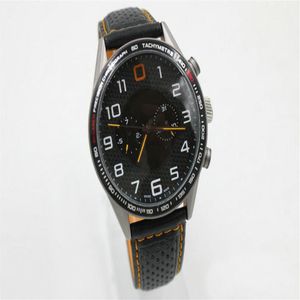 Hoogwaardige mannen MP4 12C Automatisch mechanisch horloge zwart tricolor roestvrijstalen wijzerplaat lederen band 45 mm234a