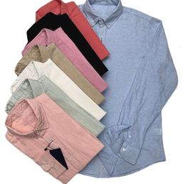 Hommes de haute qualité nouveau dans les loisirs de loisirs 100% lin coton polo chemises solides à manches longues à manches longues