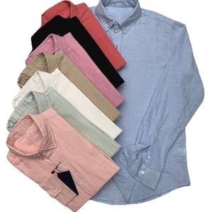 Hoge kwaliteit mannen nieuw in vrijetijdsklasschap 100% linnen katoen rl pony solide shirts lange mouw mode elegant paard homme luxe designer merk kleding 6002ess