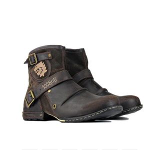 Hoogwaardige mannen PU lederen laarzen mode buckle riem jurk schoen schoen vintage klassieke mannelijke casual zapatos de hombre a1