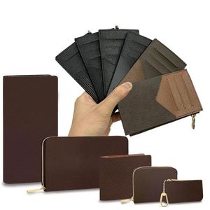 Billeteras para hombres y mujeres de alta calidad largas cortas cortas de cremallera de cuero en relieve con tarjeta de caja 26 colores297i