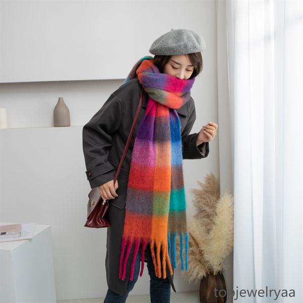 Bufanda de cachemira cálida de invierno para hombres y mujeres de alta calidad, bufanda a cuadros de lujo de diseñador de moda, 240*35