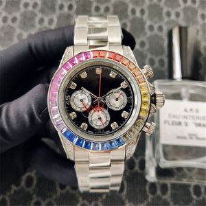 Hoge kwaliteit automatische herenhorloges Mode zilveren diamanten horloge roestvrij staal vouwsluiting285i