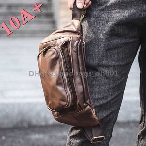 Hoge kwaliteit Herentas Minimalistisch Europees Amerikaans Top voor Laag Schouder Rugzak Koeienhuid en Crossbody Retro Borst Multifunctioneel Taille Casual 10A+