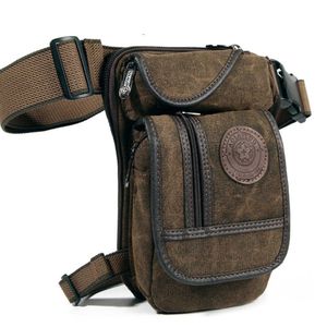 Bolsa de pierna de lona de alta calidad para hombres Motocicleta militar Bolsas de mensajero multiusos Cinturón Hip Bum Cintura Fanny Pack Q0721