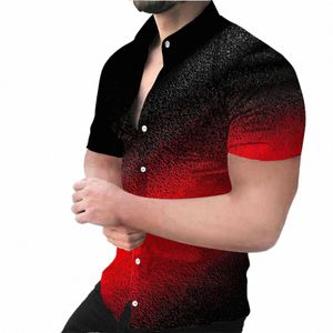 Hoge Kwaliteit Herenkleding 2022 Nieuwe Mannen Casual Shirts Digital Printing Chemise Streetwear Vest Korte Mouw Dr Shirt U19Q #