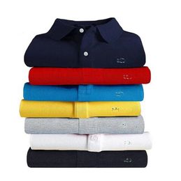 Camisa pólo bordada de algodão masculina de alta qualidade 2023 verão novo high-end negócios casuais lapela manga curta camiseta top S-6XL
