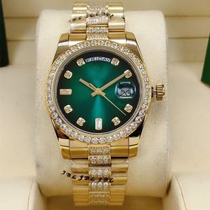 montre de luxe montre Montre en or pour homme de haute qualité de 36 mm en acier mécanique avec fonction de calendrier et montre pour femme à bande de diamants