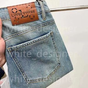 Hoge kwaliteit herenjeans designer nieuwe 24ss zomer straat heren jeans bedrukte broek jeugdmode strakke midden taille elastische slanke pasvorm kleine voeten broek