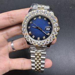 Montres de luxe pour hommes de haute qualité Bi-or en acier inoxydable Business Men's Watch Prong Set Diamond Watch Bezel Automatic Mechanical Men's Calendar Watch