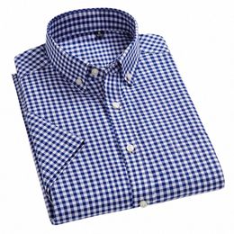 Haute qualité hommes Oxford chemises décontractées loisirs Design Plaid hommes chemises sociales 100% Cott manches courtes hommes Dr chemises p436 #