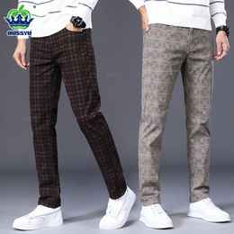 Pantalon décontracté à carreaux pour hommes de haute qualité 98 coton Stretch droit classique pantalon ajusté homme grande taille 40 42 6 motif 240124