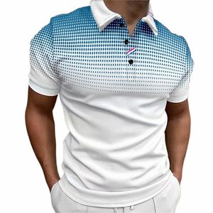 Hoge Kwaliteit Mannen Poloshirt 2023 Nieuwe Strepen Korte Mouw T-shirts Casual Busin Butt Tops Tees Zomer Kleding Voor jongens U52R #