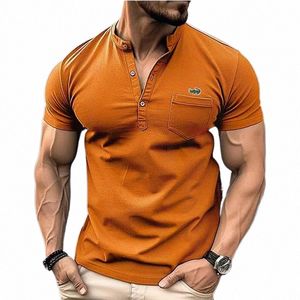 Polo pour hommes de haute qualité Spring Summer Henry Collar Shirt New Design Men's's T-shirt Short Street Casual Street Shirt S-3XL 39S1 #