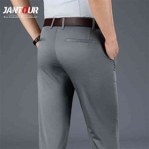 Hoge kwaliteit heren recht-fit casual broek lente zakelijke rechte stretch lichtgrijze kaki zwarte broek mannelijke maat 42 210715