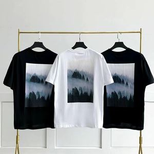 Hoogwaardige mannen T-Shirts Designer FOG Korte Mouw T-shirt Mode Foto Misty Forest Puur Katoen Losse Tees S-2XL