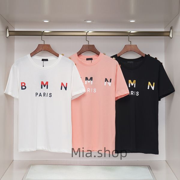 T-shirt pour hommes de haute qualité designer nouveau bouton en métal imprimé lettre à manches courtes demi-manches col rond hommes et femmes habillent les couples