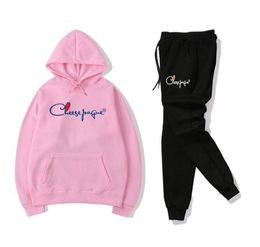 Chándal de hombre de alta calidad Conjuntos de deporte casuales Marca Sudaderas con capucha Pantalones Dos piezas Conjunto Sweatswear Sweatshirt Traje Ropa hombre