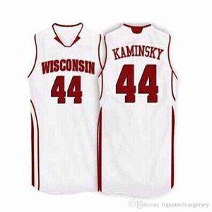 Hoge kwaliteit heren Wisconsin Badgers Basketball Jerseys #44 Frank Kaminsky Jersey College Throwbacks genaaid met aangepaste naam elke naam