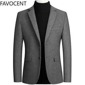 Haute Qualité Hommes Laine Costume Manteau Mélanges De Laine Casual Blazers Hommes Costume Top Homme Solide Affaires Casual Hommes Manteaux et Vestes 201104