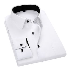 Haute qualité hommes chemise printemps robe à manches longues formelle chemise de travail hommes sergé chemises slim fit homme chemises blanches DS378 210331