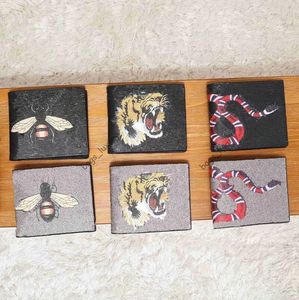 Hommes court portefeuille de haute qualité en cuir animal noir serpent tigre abeille portefeuilles femmes style sac à main portefeuille porte-cartes sans boîte livraison gratuite