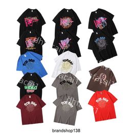 Camiseta de alta calidad para hombre Pink Young Thug Sp5der Camiseta para hombre Camiseta con estampado de diseñador Hip Hop Manga corta Hombres Mujeres Jersey de algodón suelto Top Camiseta de gran tamaño