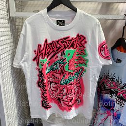Camisetas de alta calidad para hombre Hellstar, cuello redondo redondo, tops de diseñador para hombre, ropa suelta de Hip Hop, patrón impreso, algodón, manga corta, top para mujer, camisetas causales