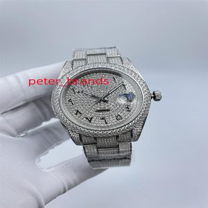 Haute qualité hommes montre entièrement glacé 41mm diamants cadran numéro arabe huître bracelet automatique zircon pierres hommes montres 325H