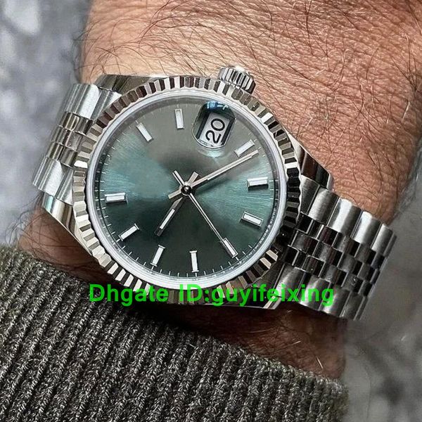 Relojes de hombres de alta calidad Fecha de solo 41 mm Mint Green Motif Dial Watches Designer 126334 116234 Wimbledon Steele Wimbledon Jubilee luminoso Sapphire Crystal Wristal Welpat