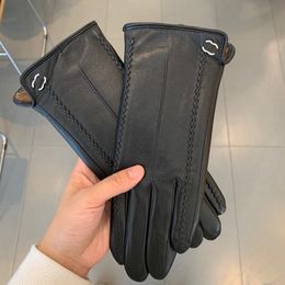 Haute qualité hommes femmes cinq doigts gants marque lettre gants de créateur coton cuir épaissir garder au chaud gant hiver sports de plein air accessoires