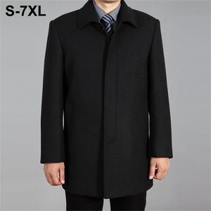 Haute qualité hommes laine manteau automne hiver pardessus laine laine veste mâle caban hommes hiver long manteau homme plus taille 7XL 201127