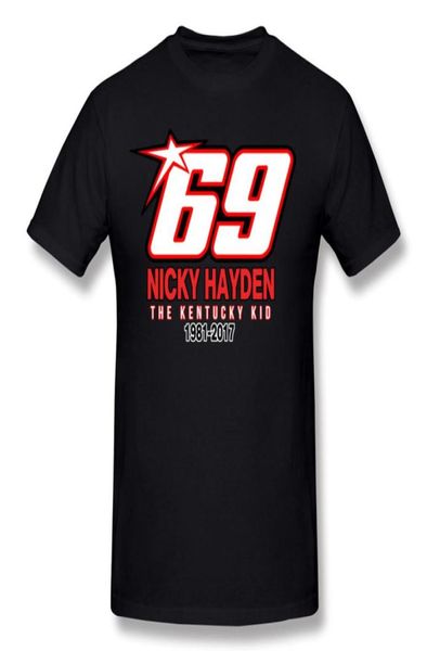 Haute qualité Men039s 100 coton tissu RIP Nicky Hayden 69 TeeShirts Men039s col rond noir manches courtes Slim Fit tee s2872345