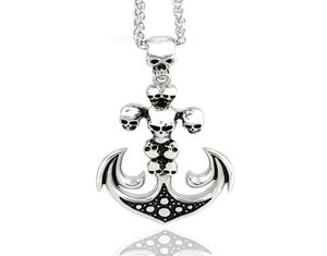 Hoogwaardige Men039s Vintage Anchor Pendantnecklace met schedelontwerp 22in ketting roestvrijstalen hangers sieraden1146120