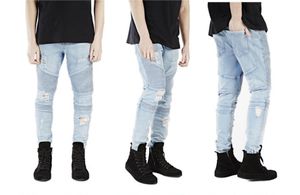 Hoge kwaliteit heren casual hiphop jeans broek slim fit motorfiets mode skinny stijl biker stretch denim broek voor man plus maat 28-42