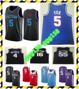 Mens City Basketball DeAaron 5 Fox Jersey Retro Chris 4 Webber 55 Williams Peja 16 Stojakovic Maillot 100% cousu