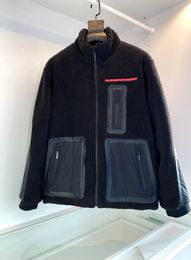 Hoge kwaliteit heren designer jas herfst winter fleece luxe thermische jassen mode nylon stiksels ontwerp top casual zwarte jas